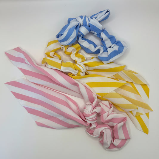 Set 3 scrunchies líneas con lazo