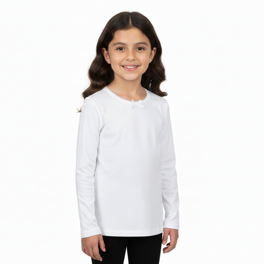 Camiseta de Algodón Blanca Niña