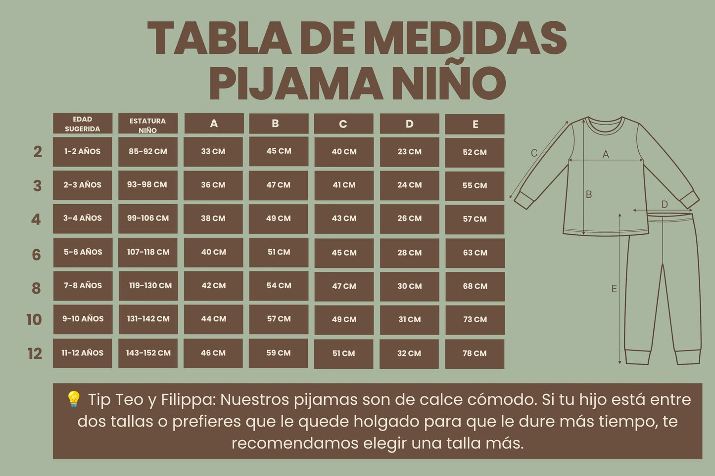 Pijama Invierno Niño Franela Algodón Pima Milo