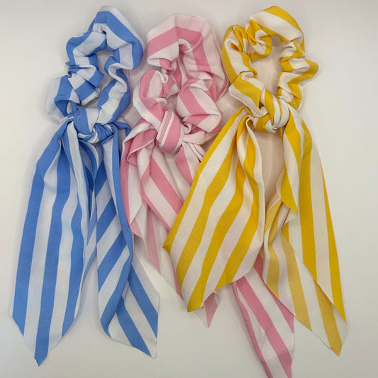 Set 3 scrunchies líneas con lazo
