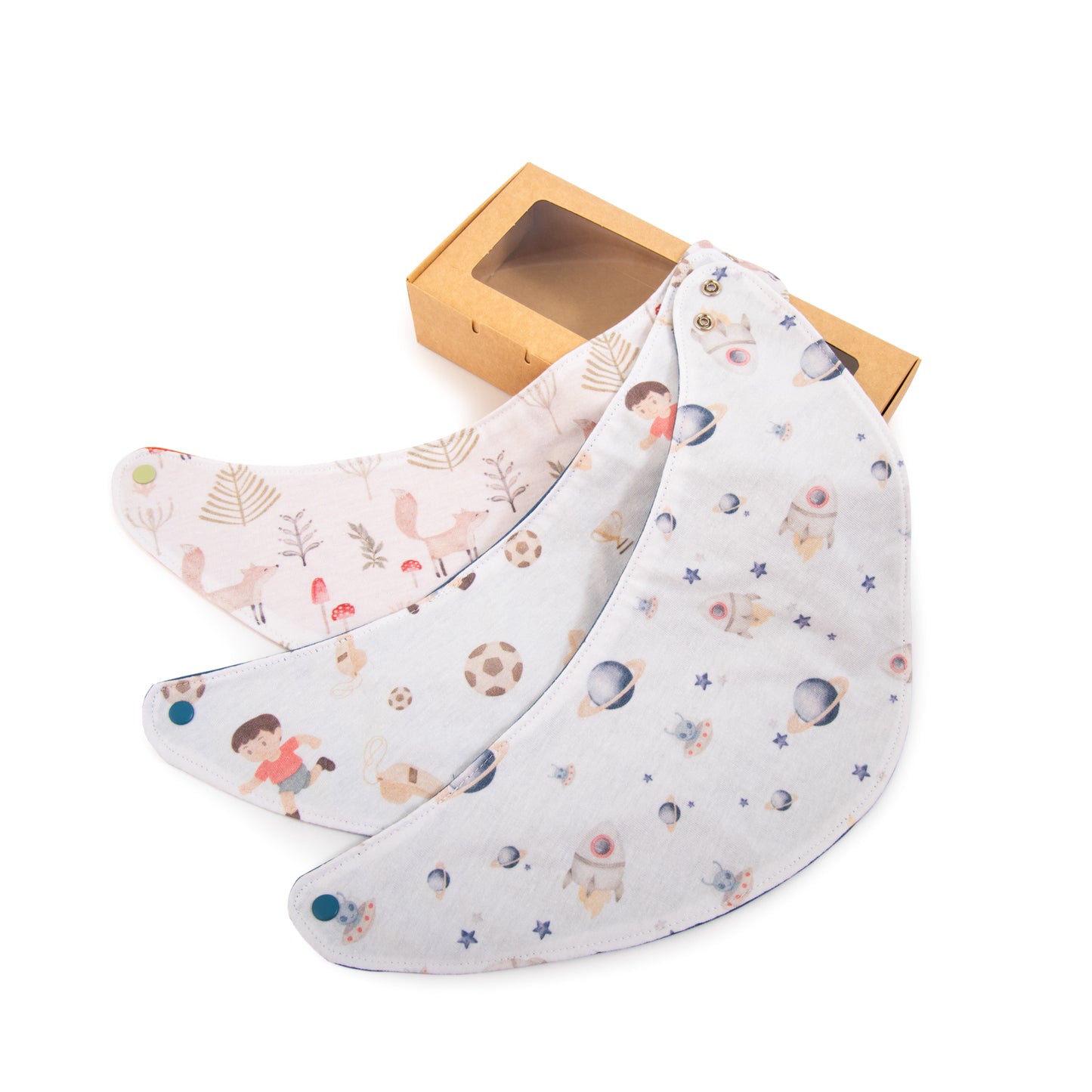 Pack 3 Baberos Redondos de Algodón Niño